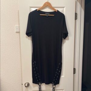 Chic Black Dress with Lace-Up Detail